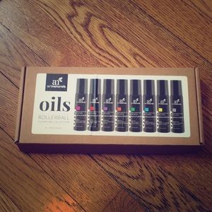 Set of 8 essential oil rollerball blends.